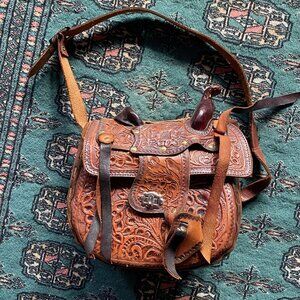 Genuine Leather Unique Vintage Saddle Purse